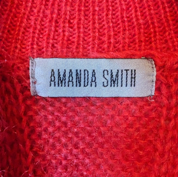 Oversized Red Mohair Blend Cable Knit sweater size S - Picture 7 of 7